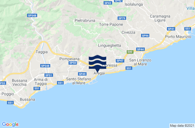 Karte der Gezeiten Pietrabruna, Italy