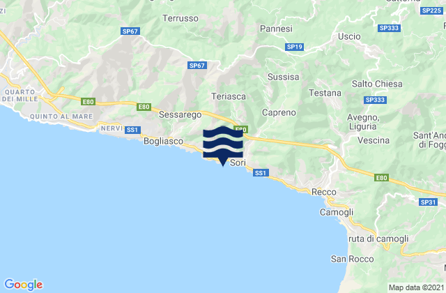 Karte der Gezeiten Pieve Ligure, Italy