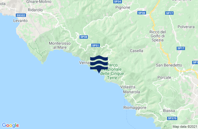 Karte der Gezeiten Pignone, Italy