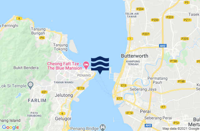 Karte der Gezeiten Pinang (Georgetown), Malaysia