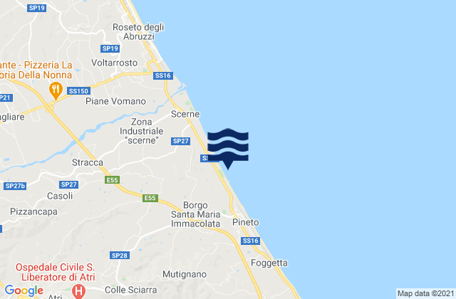 Karte der Gezeiten Pineto Beach, Italy