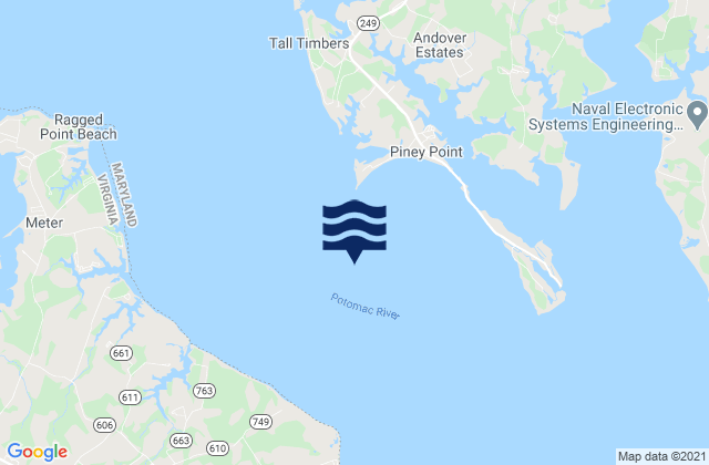 Karte der Gezeiten Piney Point 1.1 n.mi. south of, United States
