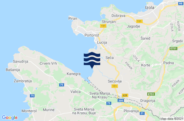 Karte der Gezeiten Piran, Slovenia