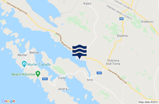 Karte der Gezeiten Pirovac, Croatia