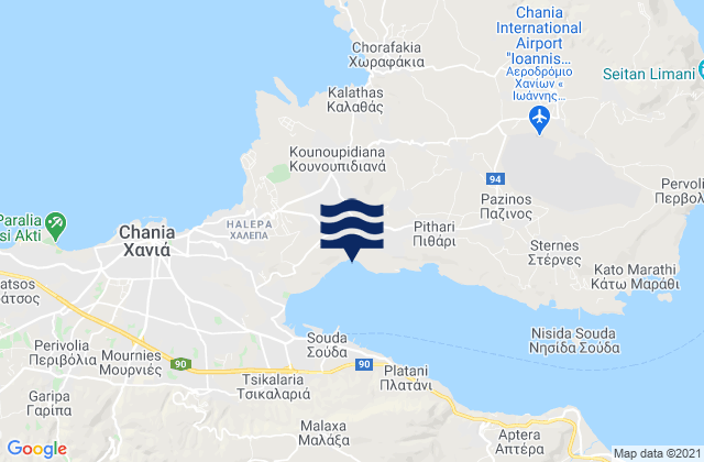 Karte der Gezeiten Pithári, Greece