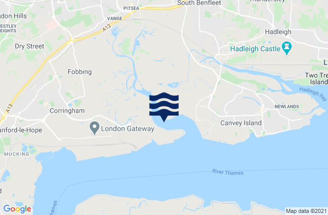Karte der Gezeiten Pitsea, United Kingdom