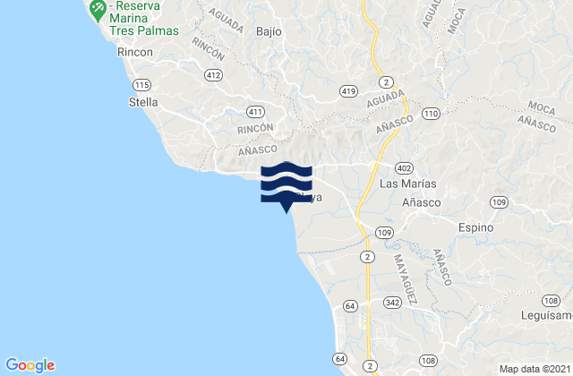 Karte der Gezeiten Piñales Barrio, Puerto Rico