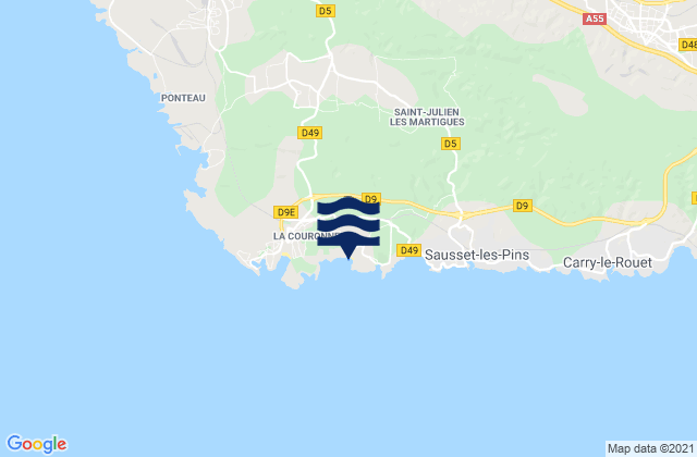 Karte der Gezeiten Plage de Sainte-Croix, France