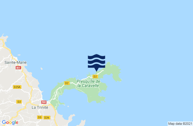 Karte der Gezeiten Plage des Surfeurs, Martinique