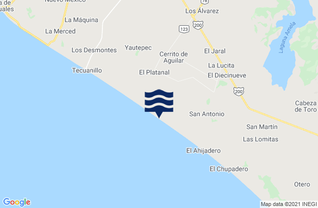 Karte der Gezeiten Platanitos, Mexico