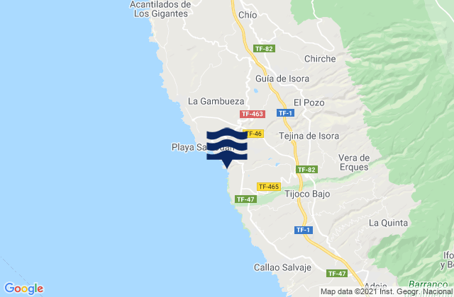 Karte der Gezeiten Playa Abama, Spain