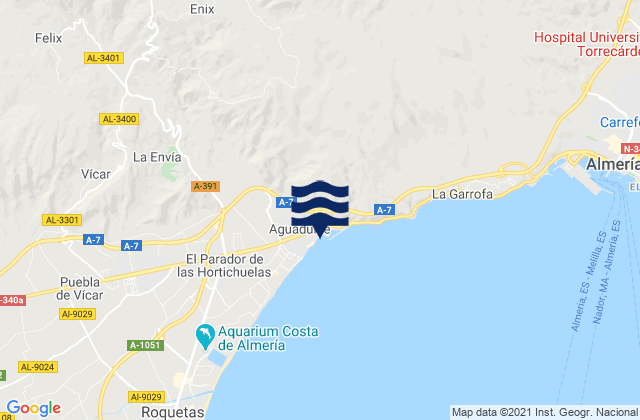 Karte der Gezeiten Playa Aguadulce, Spain