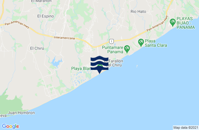 Karte der Gezeiten Playa Blanca, Panama
