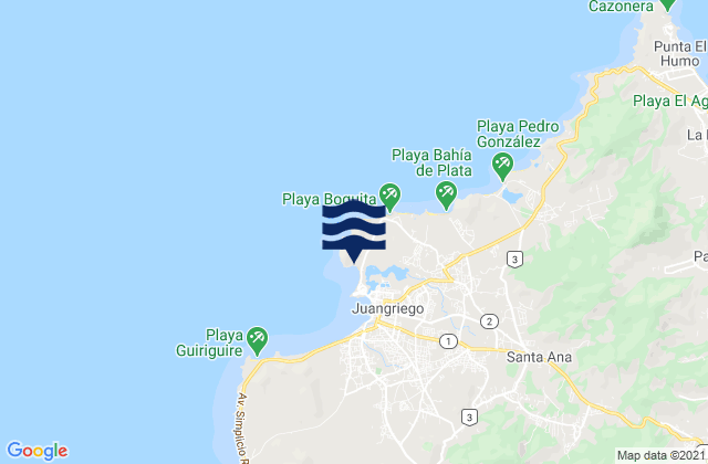 Karte der Gezeiten Playa Caribe, Venezuela