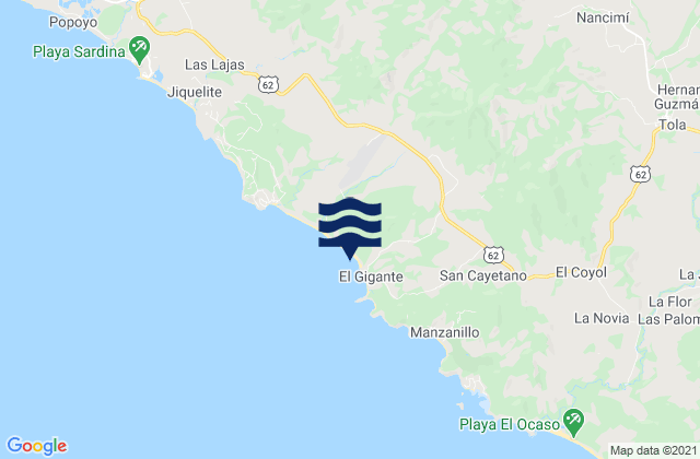 Karte der Gezeiten Playa Colorado, Nicaragua