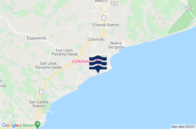 Karte der Gezeiten Playa Coronado, Panama