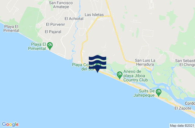 Karte der Gezeiten Playa Costa del Sol, El Salvador