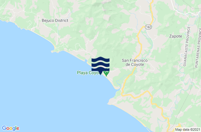 Karte der Gezeiten Playa Coyote, Costa Rica