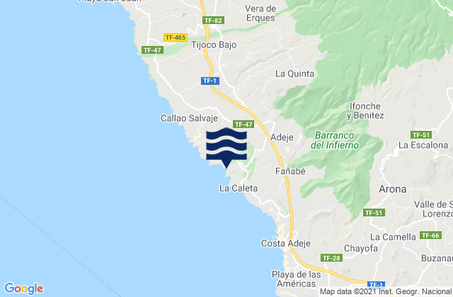 Karte der Gezeiten Playa Diego Hernandez, Spain