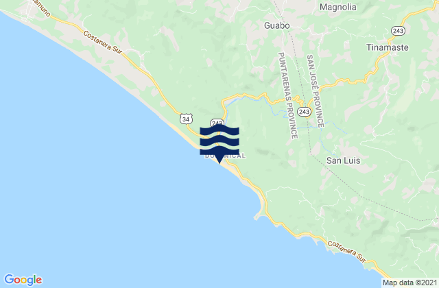 Karte der Gezeiten Playa Dominical, Costa Rica