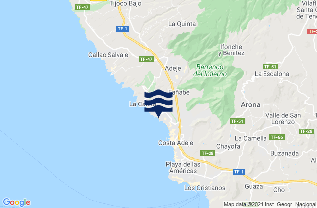Karte der Gezeiten Playa El Duque, Spain