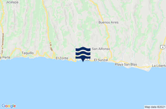 Karte der Gezeiten Playa El Palmarcito, El Salvador