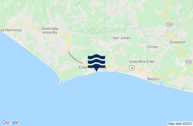 Karte der Gezeiten Playa Esterillos, Costa Rica