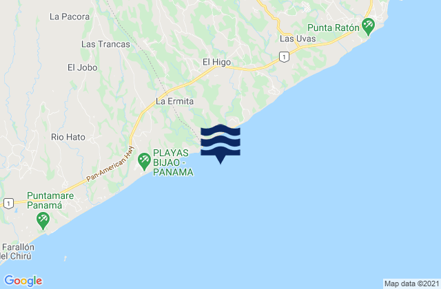 Karte der Gezeiten Playa Grande, Panama