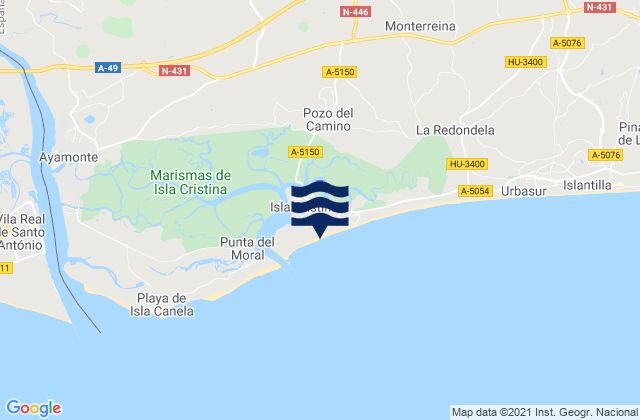 Karte der Gezeiten Playa Isla Cristina, Spain