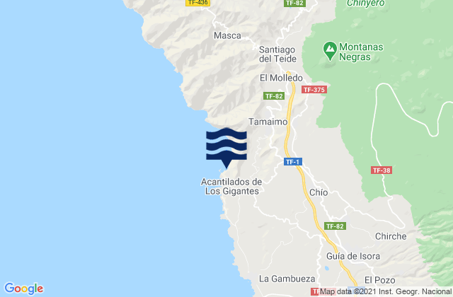 Karte der Gezeiten Playa Los Gigantes, Spain