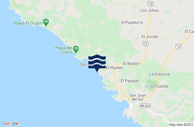 Karte der Gezeiten Playa Maderas, Nicaragua