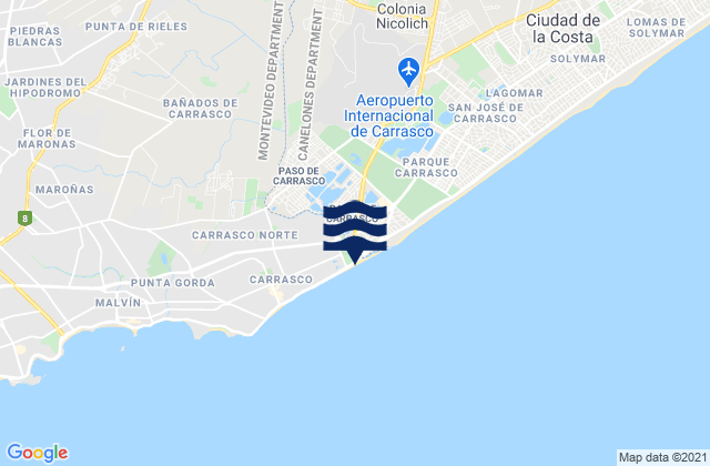 Karte der Gezeiten Playa Miramar, Uruguay