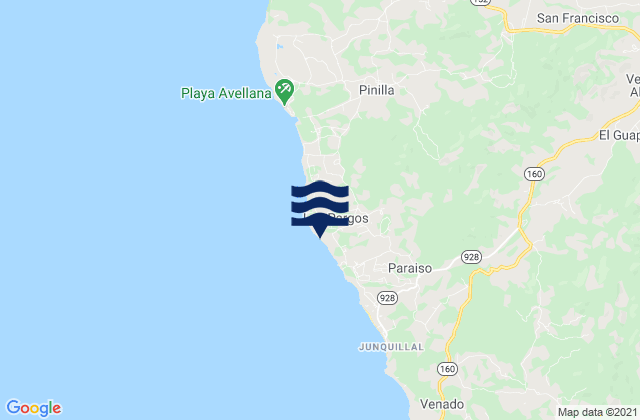 Karte der Gezeiten Playa Negra, Costa Rica