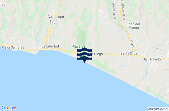 Karte der Gezeiten Playa San Diego, El Salvador