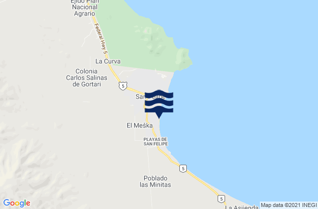Karte der Gezeiten Playa San Felipe, Mexico