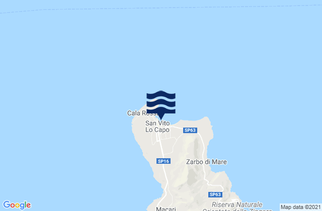 Karte der Gezeiten Playa San Vito Lo Capo, Italy