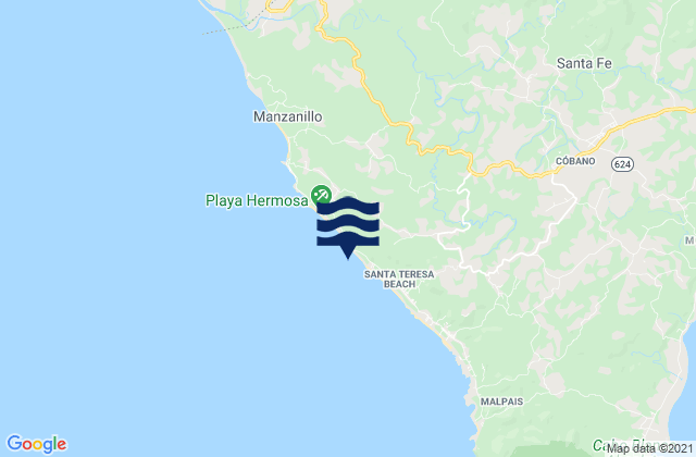 Karte der Gezeiten Playa Santa Teresa, Costa Rica