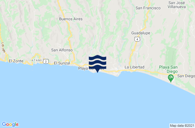 Karte der Gezeiten Playa de Conchalío, El Salvador
