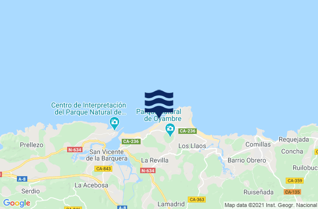 Karte der Gezeiten Playa de Gerra, Spain