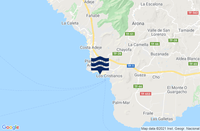 Karte der Gezeiten Playa de Los Cristianos, Spain