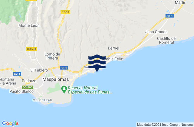 Karte der Gezeiten Playa de San Agustín, Spain