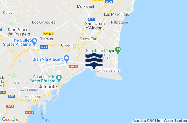 Karte der Gezeiten Playa de San Juan, Spain