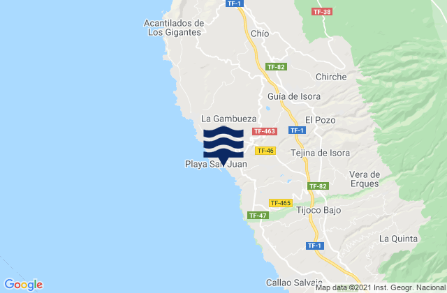 Karte der Gezeiten Playa de San Juan, Spain