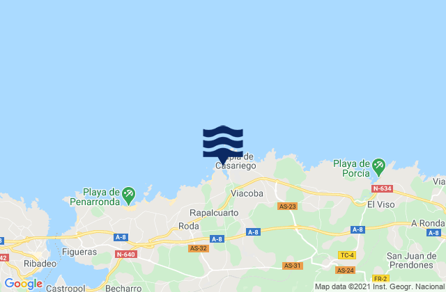 Karte der Gezeiten Playa de Tapia, Spain