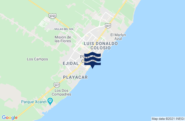 Karte der Gezeiten Playa del Carmen, Mexico