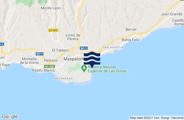 Karte der Gezeiten Playa del Inglés, Spain
