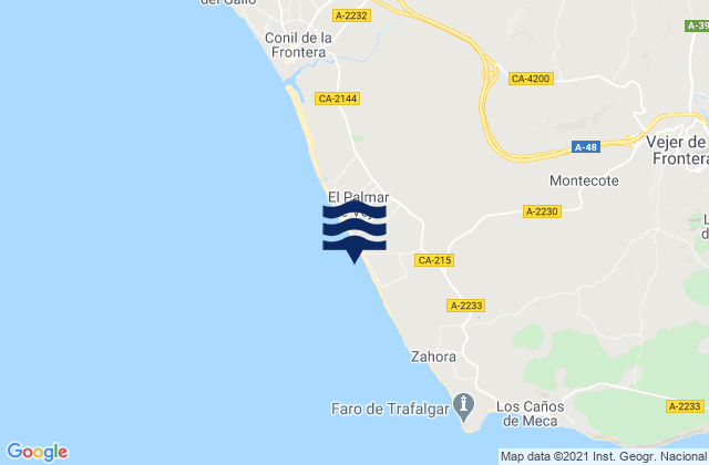 Karte der Gezeiten Playa el Palmar, Spain