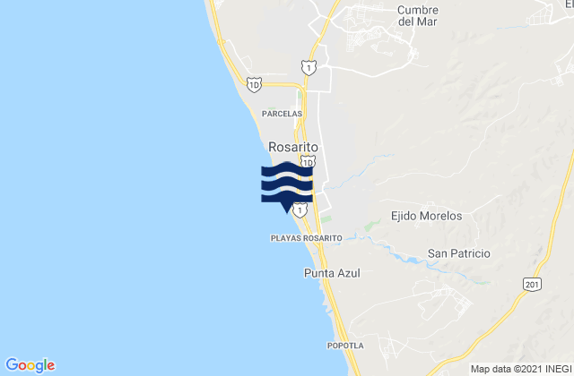 Karte der Gezeiten Playas Rosarito, Mexico