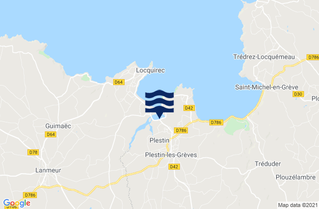 Karte der Gezeiten Plestin-les-Grèves, France