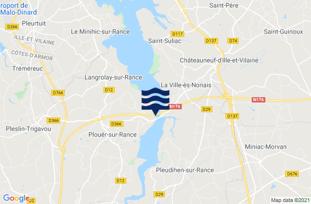 Karte der Gezeiten Pleudihen-sur-Rance, France